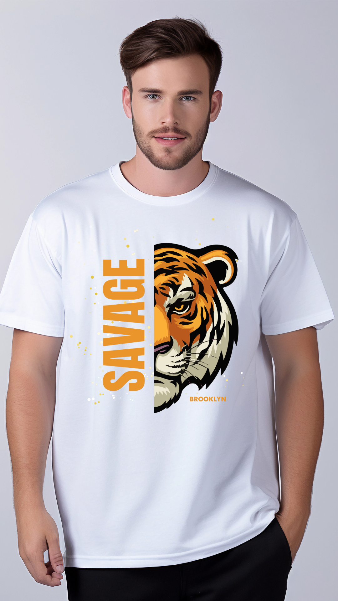 Savage Tiger Graphic T-Shirt for Men – 100% Cotton | Premium Quality Streetwear | Brooklyn Edition