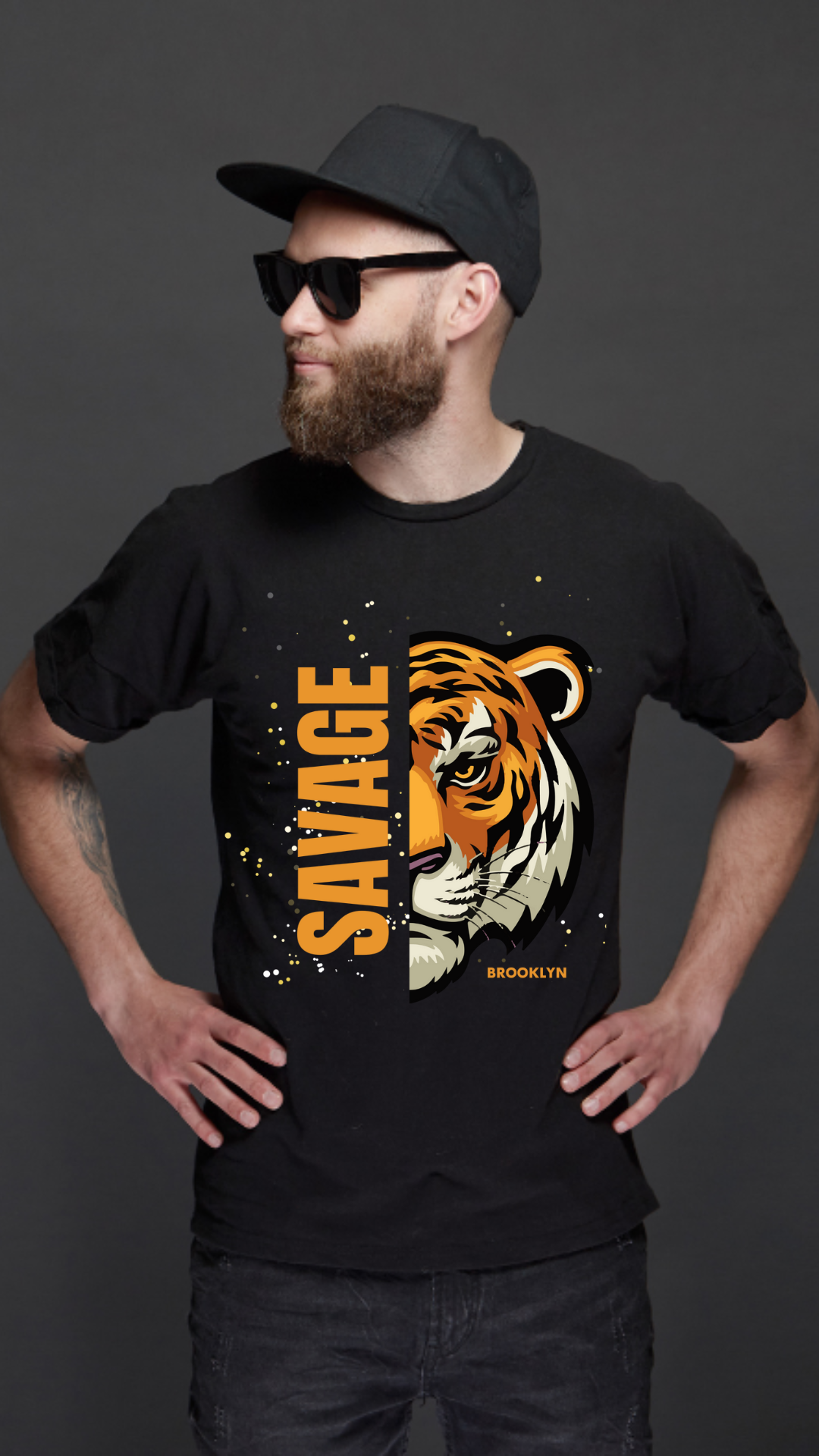 Savage Tiger Graphic T-Shirt for Men – 100% Cotton | Premium Quality Streetwear | Brooklyn Edition