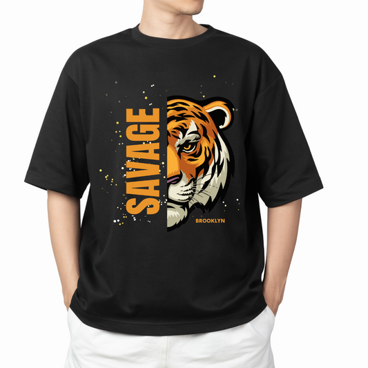 Savage Tiger Graphic T-Shirt for Men – 100% Cotton | Premium Quality Streetwear | Brooklyn Edition
