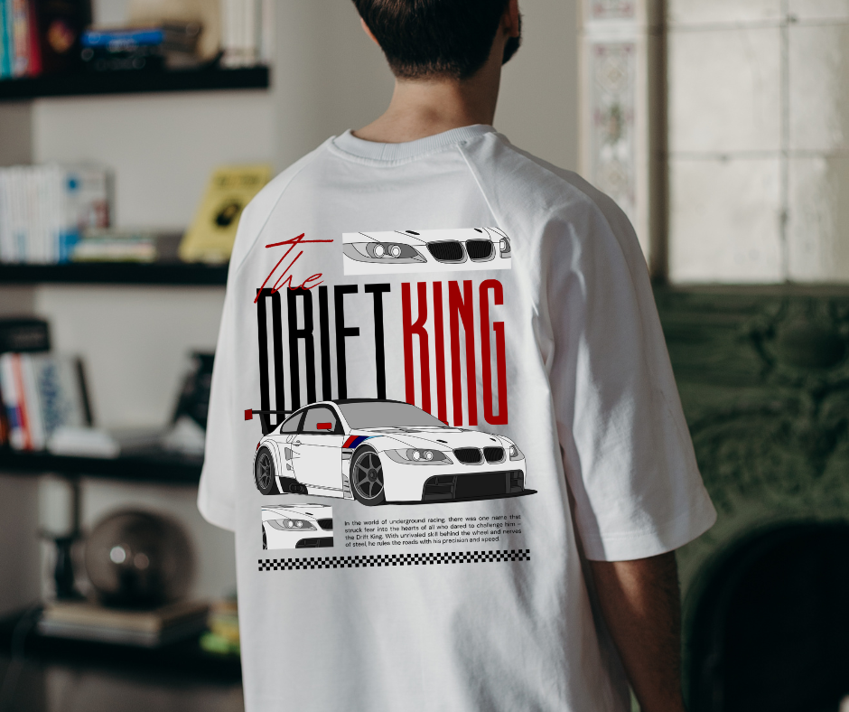 Drift King Car Graphic T-Shirt for Men | 100% Cotton | Premium Quality Print |