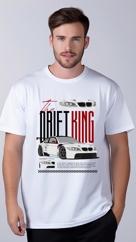 Drift King Car Graphic T-Shirt for Men | 100% Cotton | Premium Quality Print |