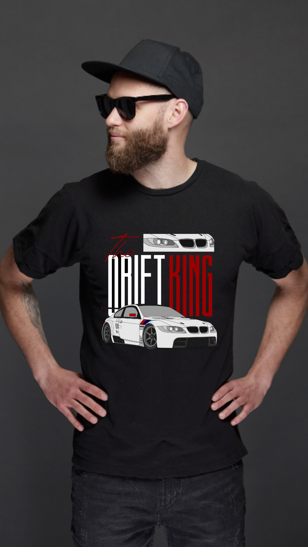 Drift King Car Graphic T-Shirt for Men | 100% Cotton | Premium Quality Print |